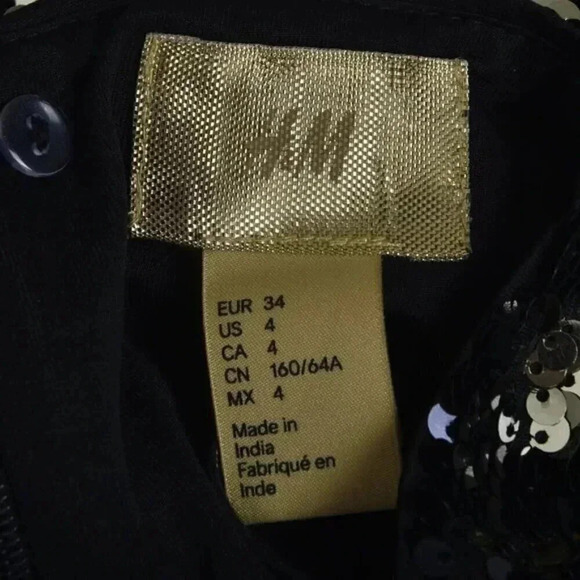 NWT H&M Metallic Gold Black Sequin Skirt  Color Changing Size 4 - Picture 9 of 13